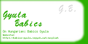 gyula babics business card